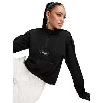 NWT Adidas Terrex Hike 1/2 Zip Performance Wear Fleece Sweatshirt Black Size L