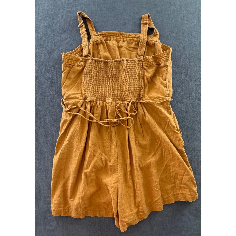 Old Navy Linen Blend Romper Womens XL Brown Summer Casual Bohemian Coastal - Image 3 of 4