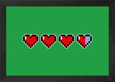 Image of Pixel Hearts Framed Wall Art Poster Canvas Print Picture