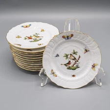 Herend Hungary Rothschild Bird Bread Plates 1515 Set of 12 - 6" - #A