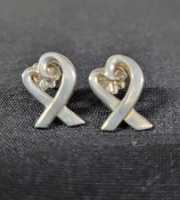Tiffany  Co. Sterling Silver Paloma Picasso Loving Heart Stud Earrings 925