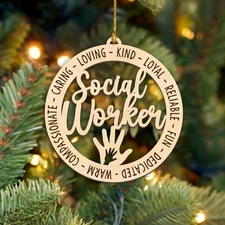 Hand in Hand Social Worker Christmas Ornament 2025, Floral Keepsake Gift for ...