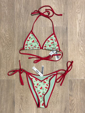 NWT Frankies Bikinis Victoria s Secret Pink Cherry Triangle Bikini Set, Small S