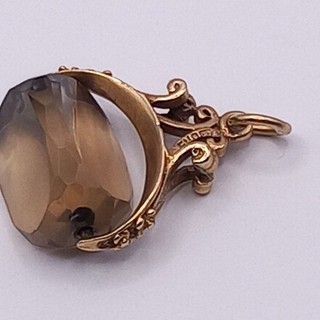 Antique Hallmarked 9ct Gold Genuine Citrine Revolving Watch Chain Fob.