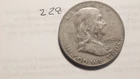 FRANKLIN HALF DOLLAR, 1954-D, 90% SILVER,  228