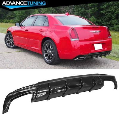 Fits 15-23 Chrysler 300 IKON V2 Style Gloss Black Rear Lip Diffuser Shark Fin PP