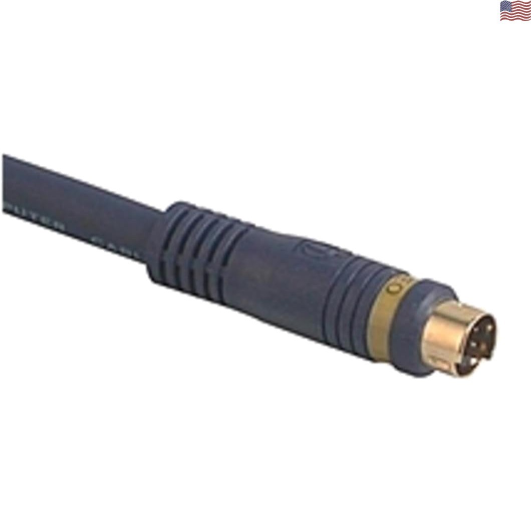 Velocity S-Video Cable 12ft - High Speed Blue 7-Pin Mini-DIN for Optimal Video