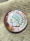 1895 Indian Head Cent Penny, Red &blue MHue Lustrous Solid Gem AU+++Better Date!