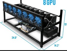 Kingwin KC-8GPU Open Air Case Stackable Black Aluminum Mining RIG Rack Bitcoin