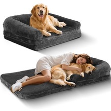 Foldable Human Dog Bed, Orthopedic Memory Foam, 2-in-1 Calming, Giant Sofa