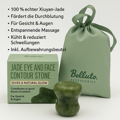 Jade Stein Massage Gesicht & Augen   Xiuyan Jade handgemacht mit Beutel Glow