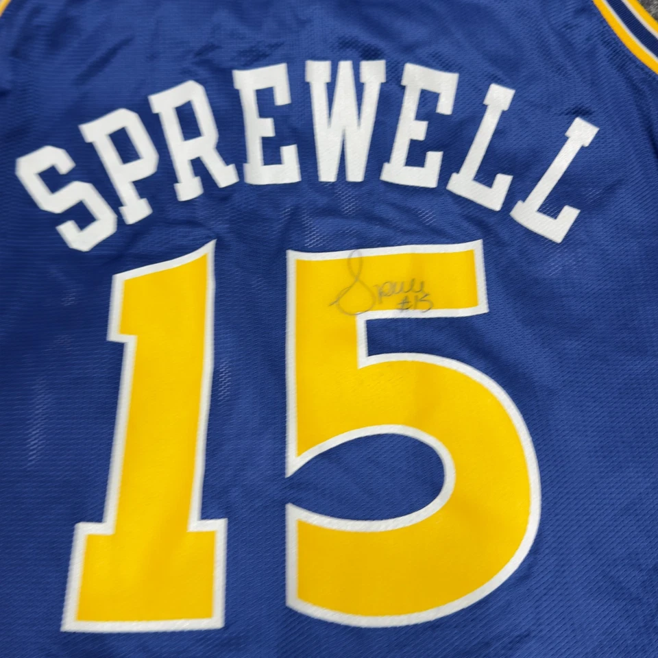 Camiseta deportiva vintage Champion Warriors Latrell Sprewell Signature Auto EE. UU. Hombres 48 XL Foto 4 de 4