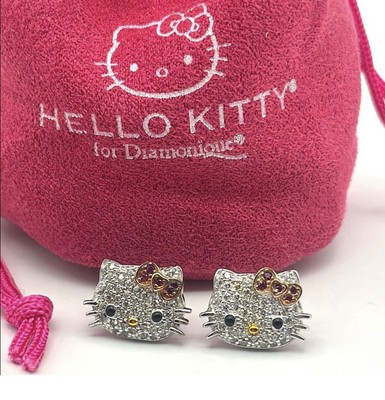 Pendentif Coulissant Hello Kitty En Argent 925 - Avec Cubic Zirconias - Sanrio