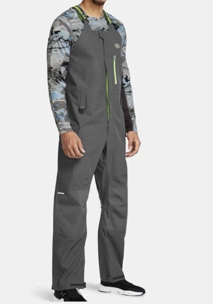 Men's Under Armour Fish Elite Rain Shoreman Bib Storm Proof 1385272-025 Size 3XL