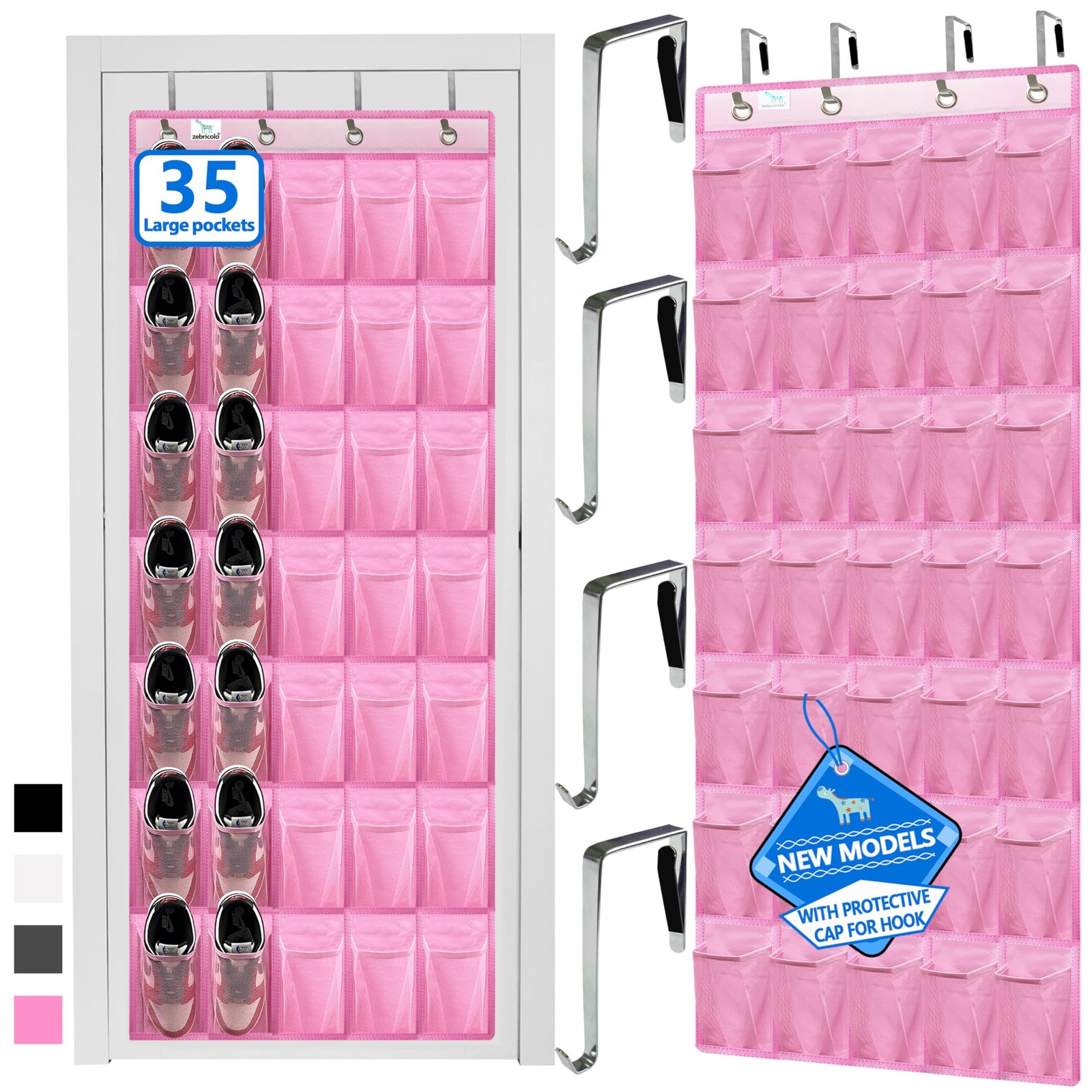 2025 Upgraded Over The Door Shoe Organizer with 35 Large Pockets-image
