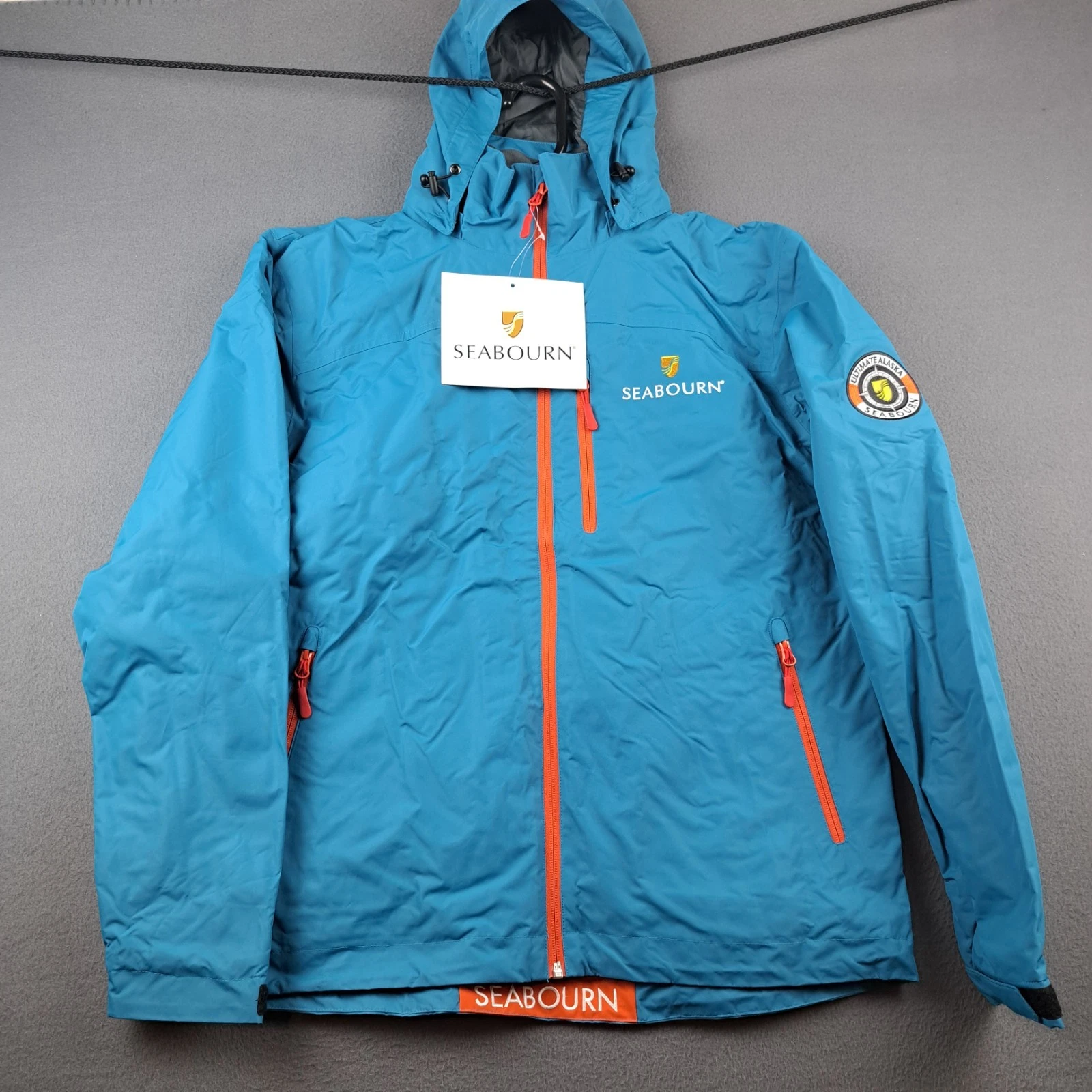 NWT Seabourn Jacket Men's Small Blue Fleece Lined Ultimate Alaska Hooded Coat