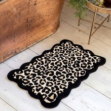 Scalloped Cheetah Rug Leopard Print Bathroom Mat 20 X 31 Black