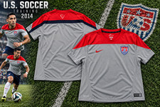 Nike USA Soccer 2014 Training Shirt Men's 2XL Gray Red Dri-FIT 578797-060