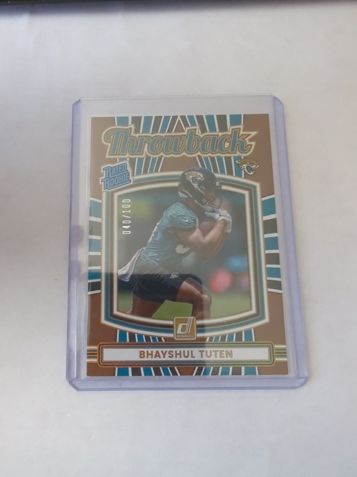 2025 Donruss Football Bhayshul Tuten RC Rated Rookie Throwback /100 #38 Jaguars