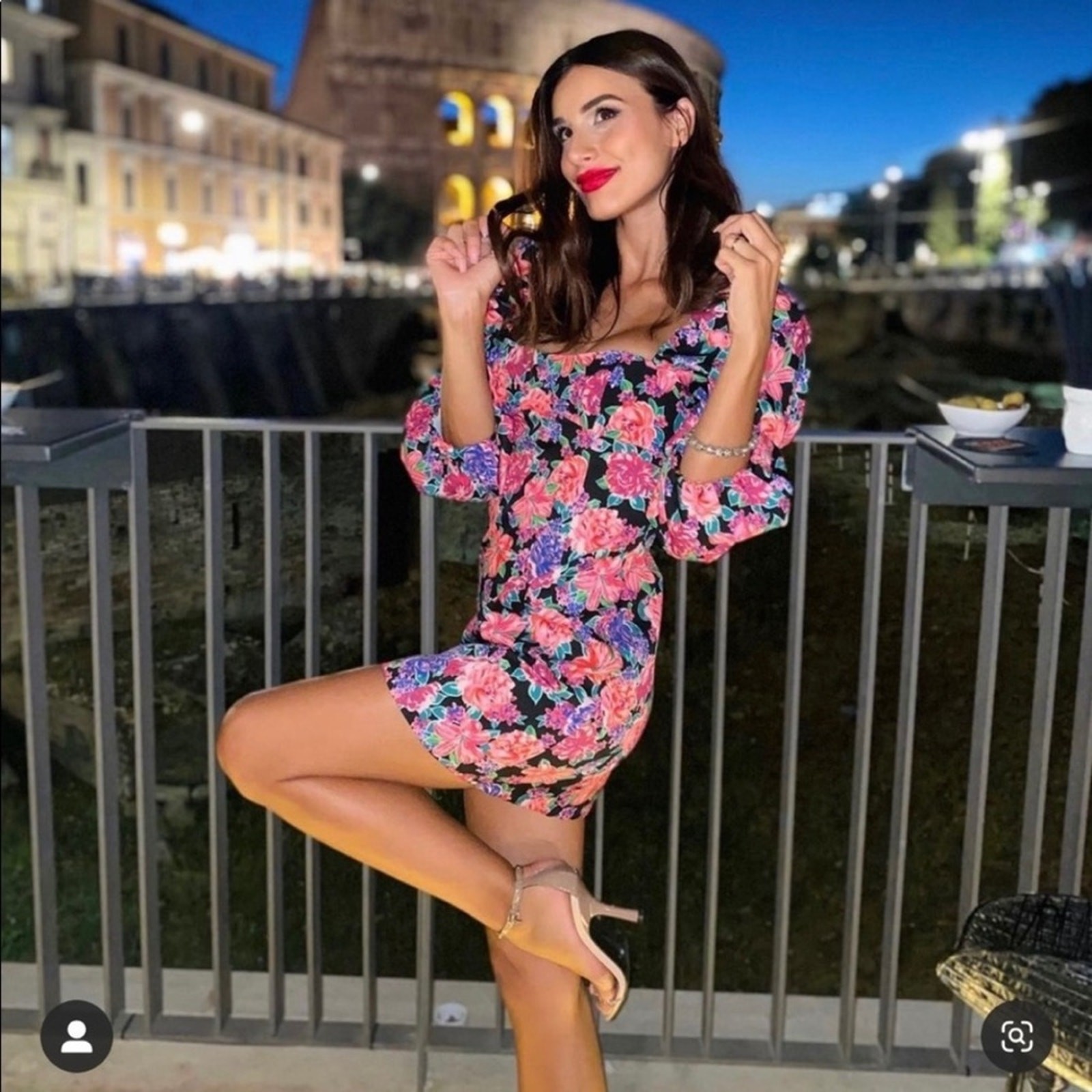 Zara Floral Belted Puff Sleeve Mini Bodycon Dress Size Xs thumbnail 2