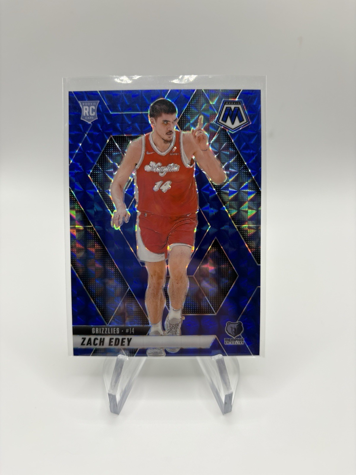 2024-25 Panini Mosaic Blue Mosaic Prizm Zach Edey #248 /199 Rookie RC Grizzlies