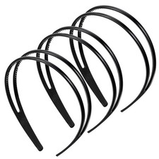 3 PCS Black Headbands With Teeth Plastic Double Non Slip Thin Hair Bands Women