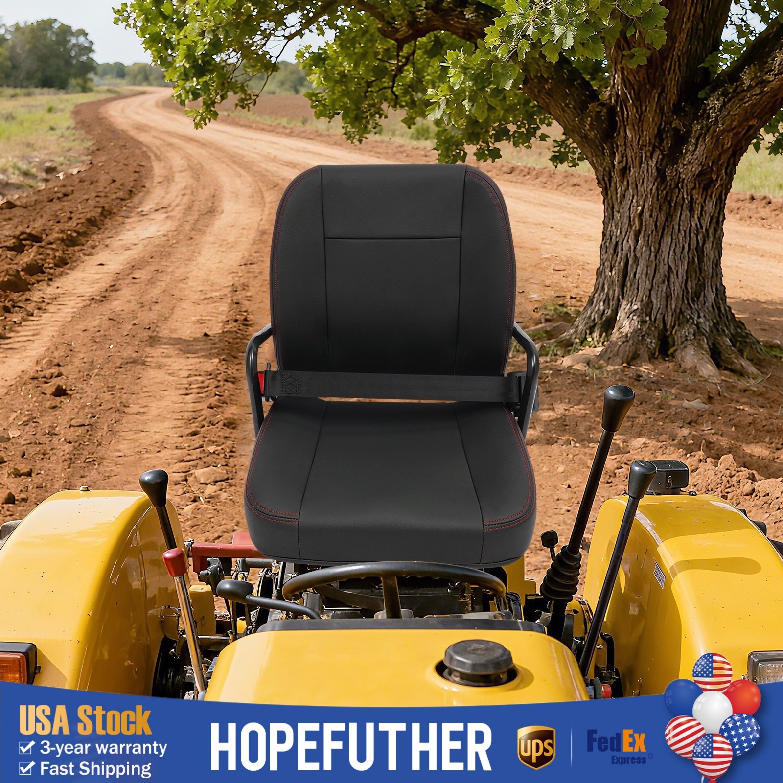 Universal Forklift Seat Tractor Seat With Armrest & Safe Belt Riding Mower Seat