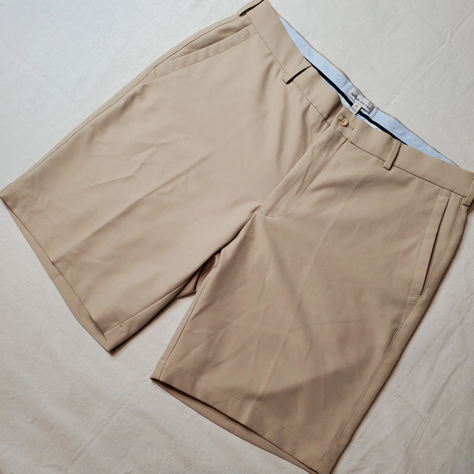 Peter Millar Men's Size 35 Crown Sport Salem Performance Shorts Beige ME0EB82
