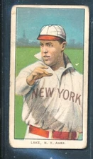 T206 Piedmont 150: JOE LAKE New York Yankees ~ G to VG mk (wrinkle)