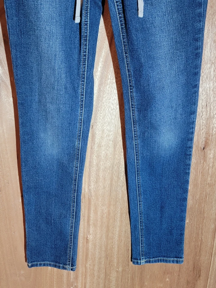 justice pull on jeans girls size 10 skinny drawstring stretch elastic waist blue - Image 3 of 4