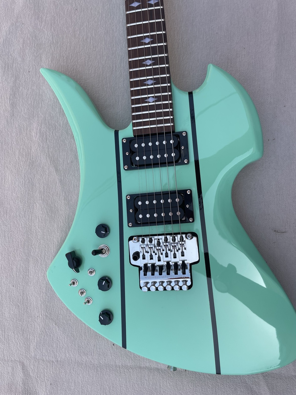 New BC Light Green Electric Guitar 24 Frets with Double Shake Multi