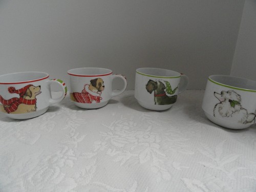 Pier 1 Dog Stackable Mugs/ Christmas/Winter/Poodle/Scottie/Dalmatian/Bulldog - Picture 3 of 13