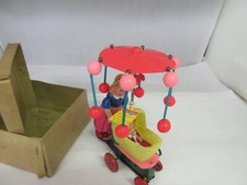 VINTAGE CELLULOID WIND UP BABY STROLLER TOY WORKS VERY RARE CONDITION M-685