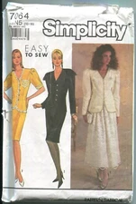 SIMPLICITY 7064 MISSES' SUIT DRESS W/ VARIATIONS SZ 10-18 UNCUT 1990