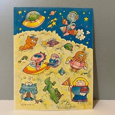 Vintage Hallmark Scratch N Sniff Blue Cheese Space Stickers