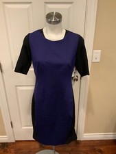 Elle Tahari Dark Blue & Black Color Block Sheath Dress, Size 6