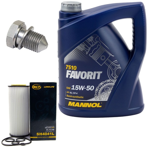MotoröL Set 15W50 5 Liter + ÖLfilter SH 4041 L + Schraube FüR Audi A4 A6 A8 3.2-image