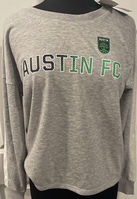 NEW  w tags MLS Austin FC Women's Terry Crew Neck Fleece Gray Sweatshirt Size L