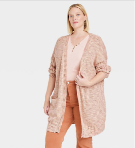 Knox Rose Marled Peach Open Front Cardigan Sweater Womens 2X - NEW