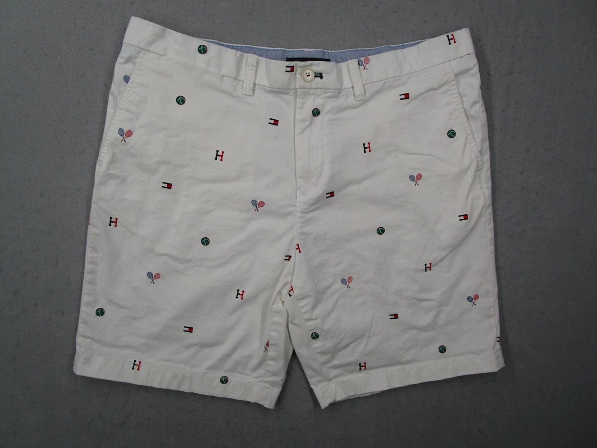 Tommy Hilfiger Shorts Mens 36 White Flat Front 9&#034; Walk Golf Logo eBay