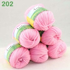SALE Lot of 6x50gr Balls NEW Soft Worsted Wool Silk Warm Hand Knitting Yarn 202