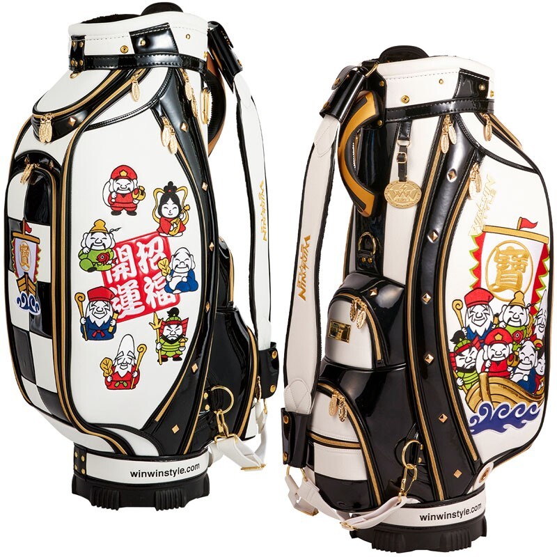 WINWIN STYLE Golf Japan 2023 SEVEN GODs CART BAG CB381 Black Caddy 9.0