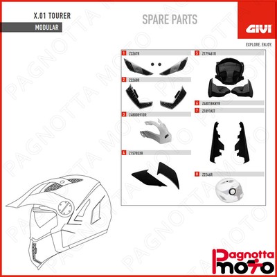 Z1450VR RICAMBIO CASCO GIVI MODULARE X.01 TOURER COPPIA DI VITI | eBay