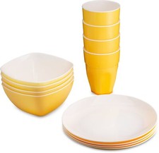 Reusable Plastic Party Dinnerware Set 12pcs Ideal For Kids Fancy Hard Plasti...