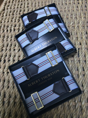 Albert Thurston Adjustable Elastic Armbands for shirt sleeves Grey Stripe