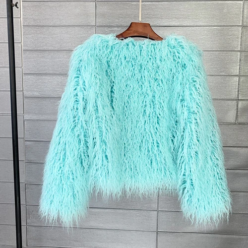 Short Fit Women Shaggy Faux Fur Coat Winter Warm Jacket Fluffy Cardigan Outwear - Bild 47 von 53