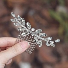 Rhinestone Bride Wedding Hair Piece Crystal Hair Comb Bridal Hair 1 Silver