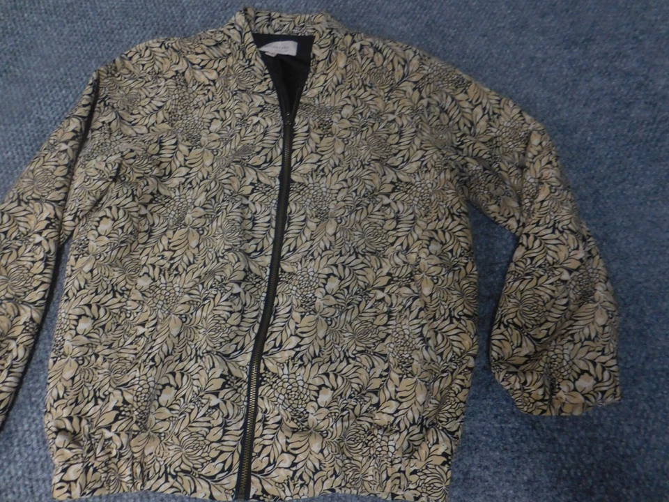 Philosophy Womens Jacket Small Gold Floral Zip - Image 3 of 4
