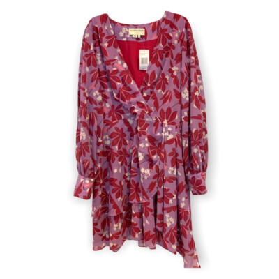 NEW Sachin Babi Dress Womens 10 Purple Faux Wrap Asymmetric