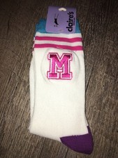 Claire  s Initial M Letter Socks Pink Blue Nwt Sock Sz 9-11 Shoe Sz 3 4 5 6 7 8 9